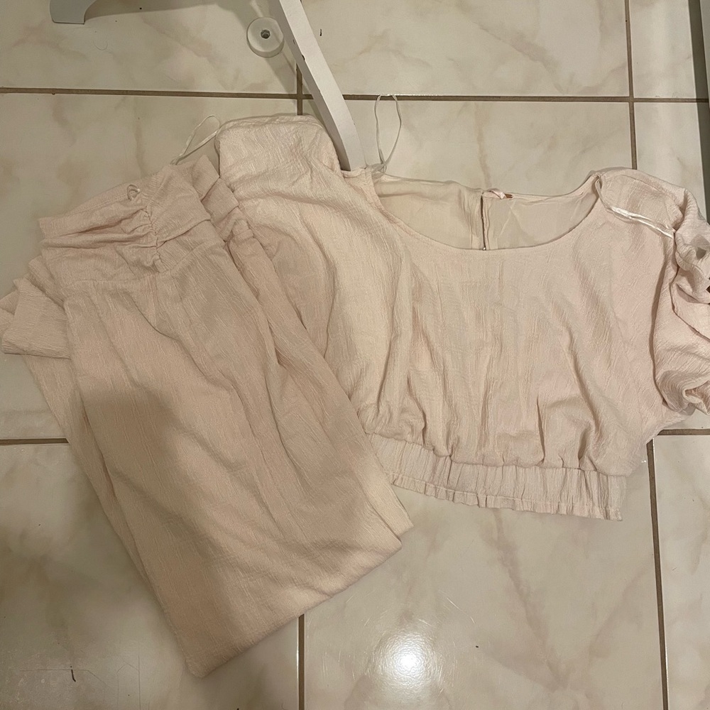 NWT Womens 2 Piece Set Tovah Set in Tofu Free People Size L Large Top And Skirt  - Picture 4 of 4